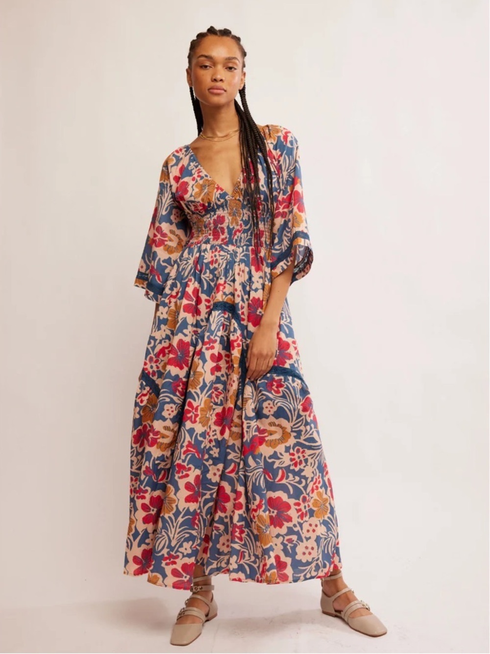 Free People NWT Printed Dixie Maxi In Vintage Indigo Size Small